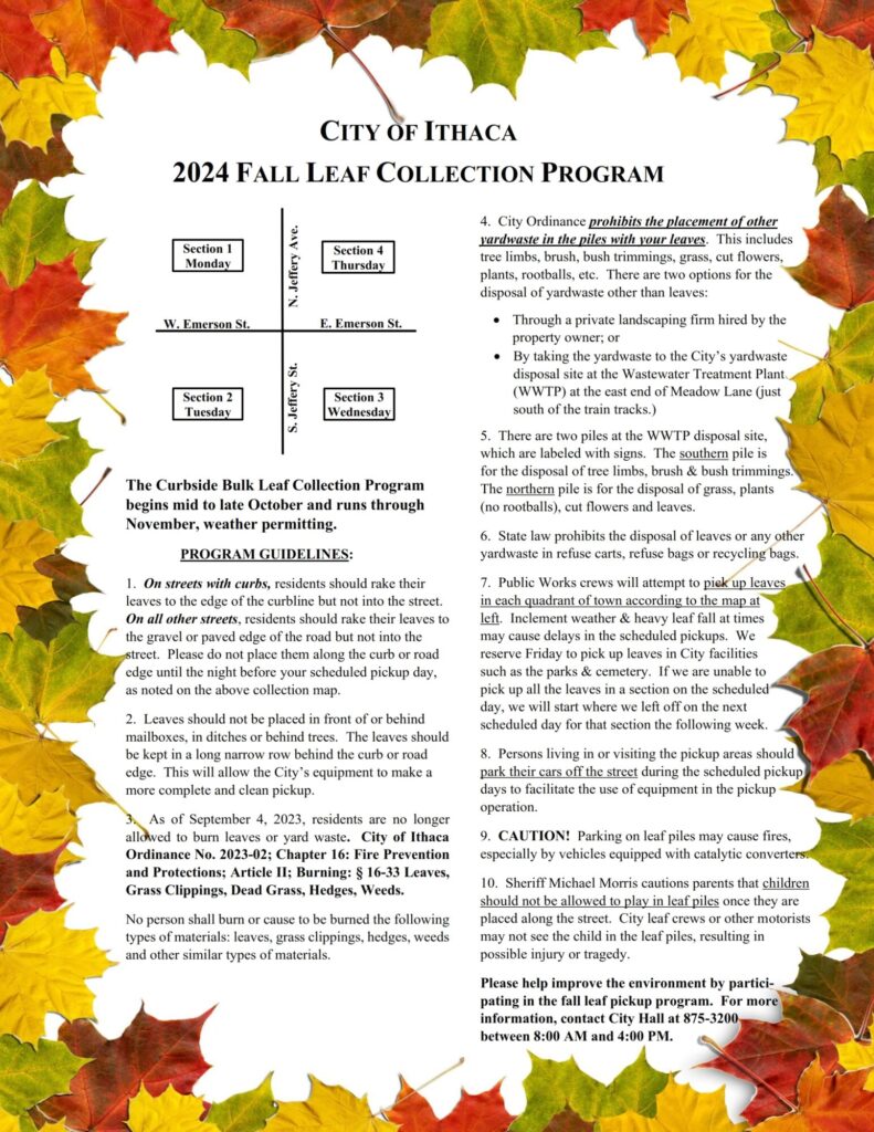 ithaca fall leaf pickup poster 2024 001